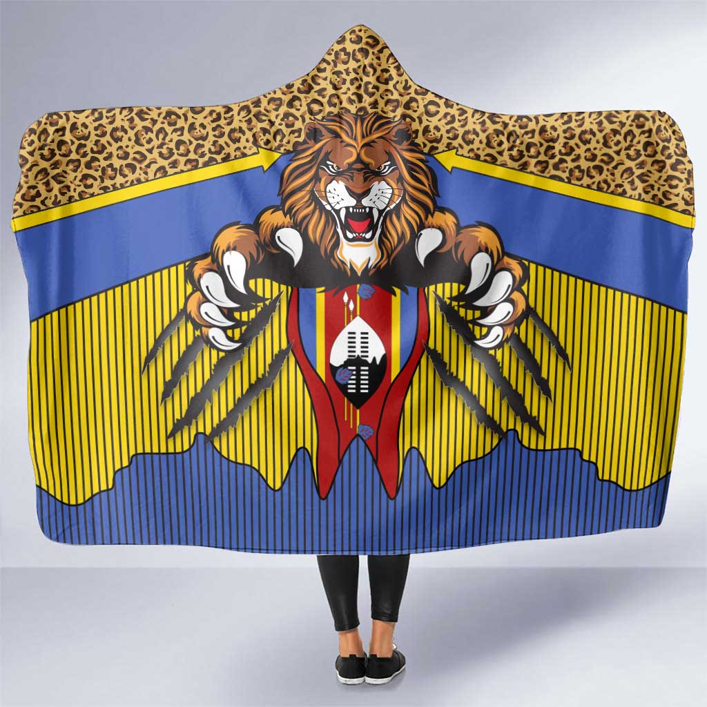 Swaziland Hooded Blanket Coat of Arms Lion Elephant Shield Leopard Print Design