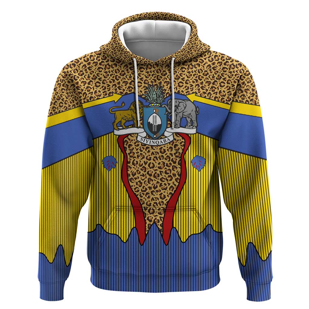 Swaziland Hoodie Coat of Arms Lion Elephant Shield Leopard Print Design