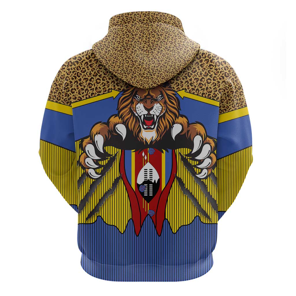 Swaziland Hoodie Coat of Arms Lion Elephant Shield Leopard Print Design