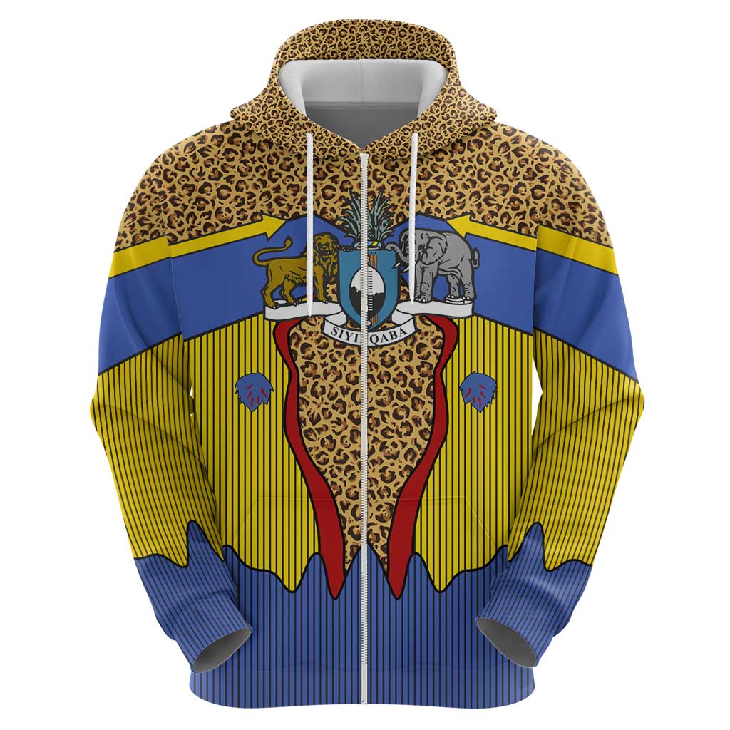 Swaziland Hoodie Coat of Arms Lion Elephant Shield Leopard Print Design