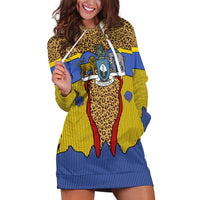 Swaziland Hoodie Dress Coat of Arms Lion Elephant Shield Leopard Print Design