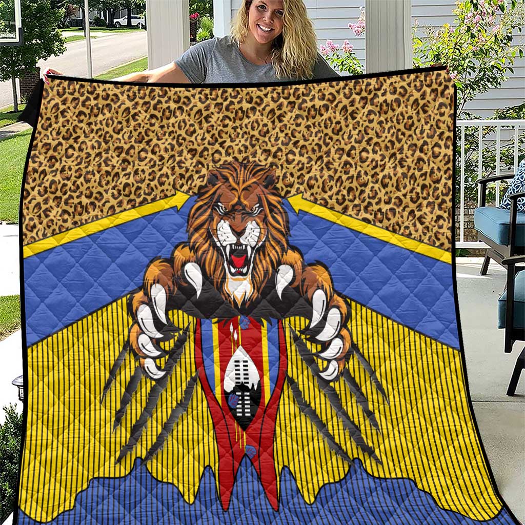 Swaziland Quilt Coat of Arms Lion Elephant Shield Leopard Print Design