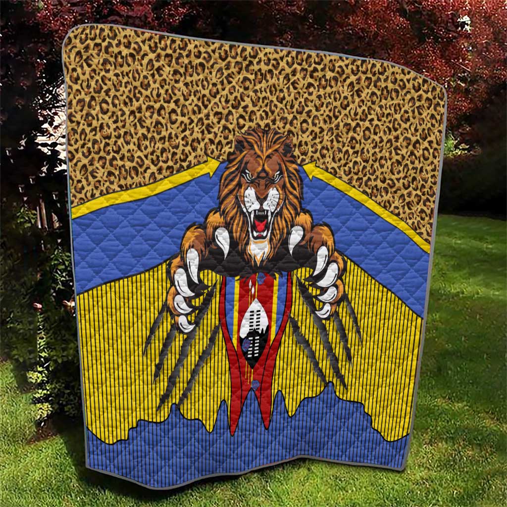 Swaziland Quilt Coat of Arms Lion Elephant Shield Leopard Print Design