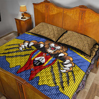 Swaziland Quilt Bed Set Coat of Arms Lion Elephant Shield Leopard Print Design