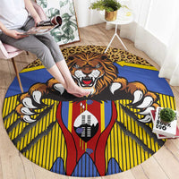 Swaziland Round Carpet Coat of Arms Lion Elephant Shield Leopard Print Design