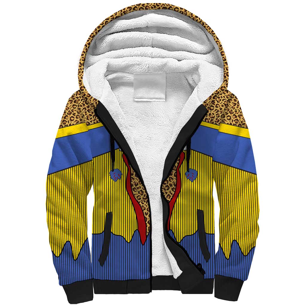 Swaziland Sherpa Hoodie Coat of Arms Lion Elephant Shield Leopard Print Design