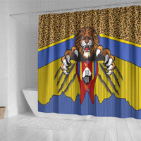 Swaziland Shower Curtain Coat of Arms Lion Elephant Shield Leopard Print Design