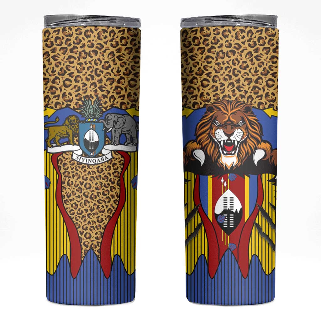 Swaziland Skinny Tumbler Coat of Arms Lion Elephant Shield Leopard Print Design