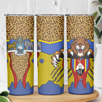 Swaziland Skinny Tumbler Coat of Arms Lion Elephant Shield Leopard Print Design