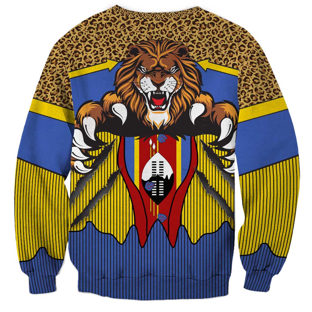 Swaziland Sweatshirt Coat of Arms Lion Elephant Shield Leopard Print Design