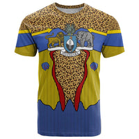 Swaziland T Shirt Coat of Arms Lion Elephant Shield Leopard Print Design