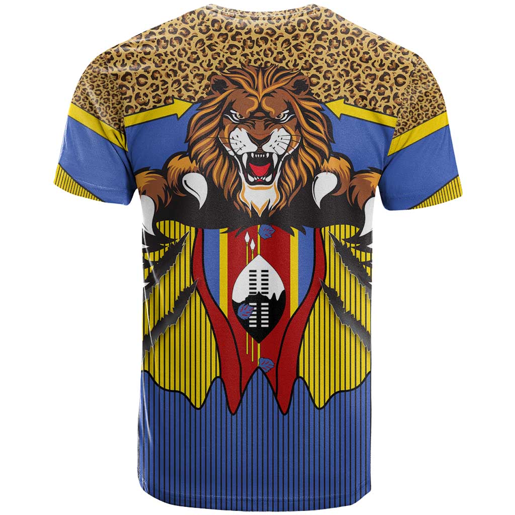 Swaziland T Shirt Coat of Arms Lion Elephant Shield Leopard Print Design