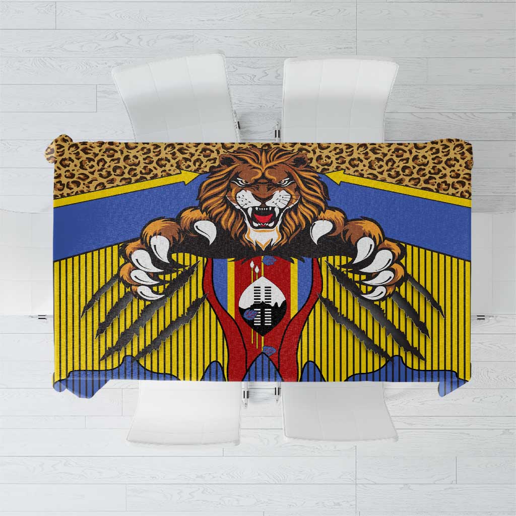Swaziland Tablecloth Coat of Arms Lion Elephant Shield Leopard Print Design