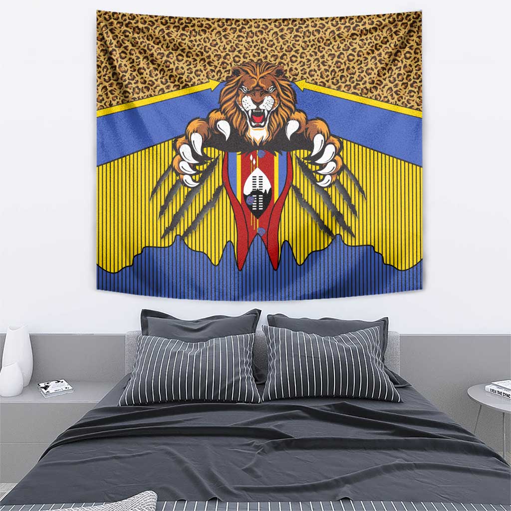 Swaziland Tapestry Coat of Arms Lion Elephant Shield Leopard Print Design