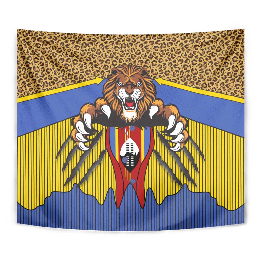 Swaziland Tapestry Coat of Arms Lion Elephant Shield Leopard Print Design