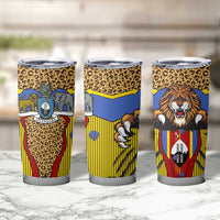 Swaziland Tumbler Cup Coat of Arms Lion Elephant Shield Leopard Print Design