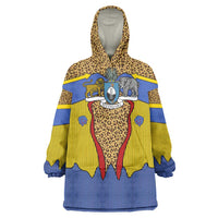 Swaziland Wearable Blanket Hoodie Coat of Arms Lion Elephant Shield Leopard Print Design