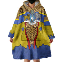 Swaziland Wearable Blanket Hoodie Coat of Arms Lion Elephant Shield Leopard Print Design