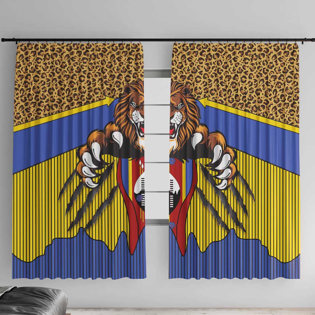 Swaziland Window Curtain Coat of Arms Lion Elephant Shield Leopard Print Design