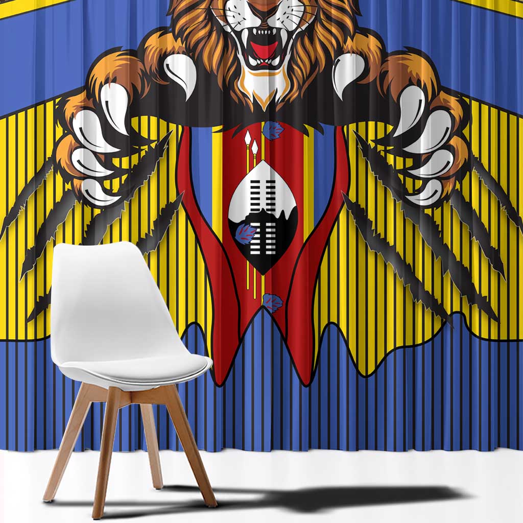 Swaziland Window Curtain Coat of Arms Lion Elephant Shield Leopard Print Design
