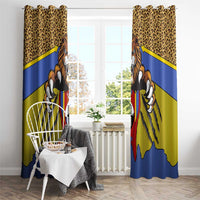 Swaziland Window Curtain Coat of Arms Lion Elephant Shield Leopard Print Design