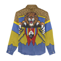 Swaziland Women Casual Shirt Coat of Arms Lion Elephant Shield Leopard Print Design