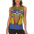 Swaziland Women Sleeveless Polo Shirt Coat of Arms Lion Elephant Shield Leopard Print Design