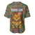 Sierra Leone Baseball Jersey with Cute Lion Playing Djembe Drum and Tribal Pattern Design