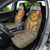 Sierra Leone Car Seat Cover with Cute Lion Playing Djembe Drum and Tribal Pattern Design