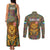 Sierra Leone Couples Matching Tank Maxi Dress and Long Sleeve Button Shirt with Cute Lion Playing Djembe Drum and Tribal Pattern Design