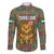 Sierra Leone Family Matching Long Sleeve Bodycon Dress and Hawaiian Shirt with Cute Lion Playing Djembe Drum and Tribal Pattern Design