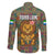 Sierra Leone Family Matching Long Sleeve Bodycon Dress and Hawaiian Shirt with Cute Lion Playing Djembe Drum and Tribal Pattern Design