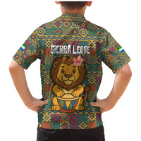 Sierra Leone Family Matching Mermaid Dress and Hawaiian Shirt with Cute Lion Playing Djembe Drum and Tribal Pattern Design