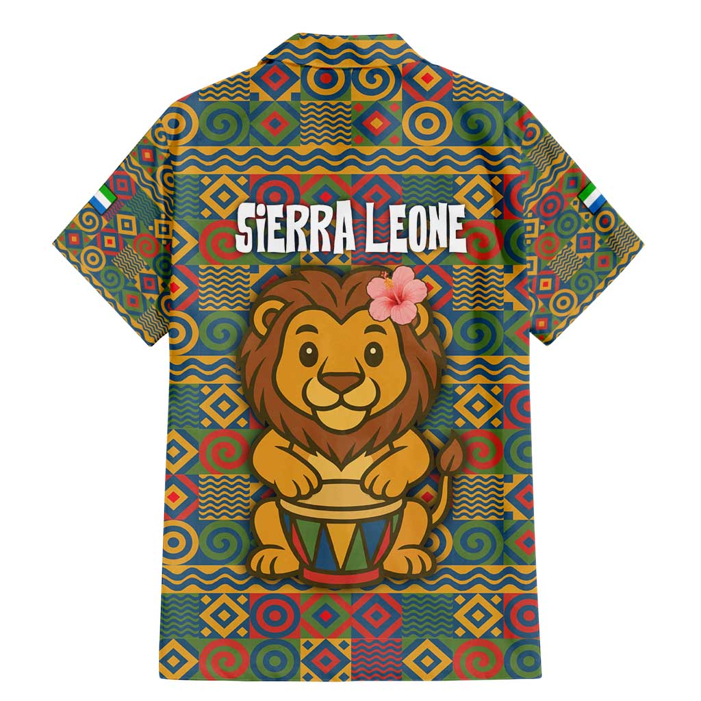 Sierra Leone Family Matching Mermaid Dress and Hawaiian Shirt with Cute Lion Playing Djembe Drum and Tribal Pattern Design