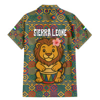 Sierra Leone Family Matching Mermaid Dress and Hawaiian Shirt with Cute Lion Playing Djembe Drum and Tribal Pattern Design