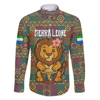 Sierra Leone Family Matching Mermaid Dress and Hawaiian Shirt with Cute Lion Playing Djembe Drum and Tribal Pattern Design