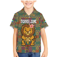 Sierra Leone Family Matching Mermaid Dress and Hawaiian Shirt with Cute Lion Playing Djembe Drum and Tribal Pattern Design