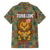 Sierra Leone Family Matching Off The Shoulder Long Sleeve Dress and Hawaiian Shirt with Cute Lion Playing Djembe Drum and Tribal Pattern Design