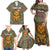 Sierra Leone Family Matching Off Shoulder Maxi Dress and Hawaiian Shirt with Cute Lion Playing Djembe Drum and Tribal Pattern Design
