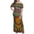 Sierra Leone Family Matching Off Shoulder Maxi Dress and Hawaiian Shirt with Cute Lion Playing Djembe Drum and Tribal Pattern Design