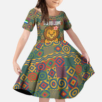 Sierra Leone Family Matching Summer Maxi Dress and Hawaiian Shirt with Cute Lion Playing Djembe Drum and Tribal Pattern Design