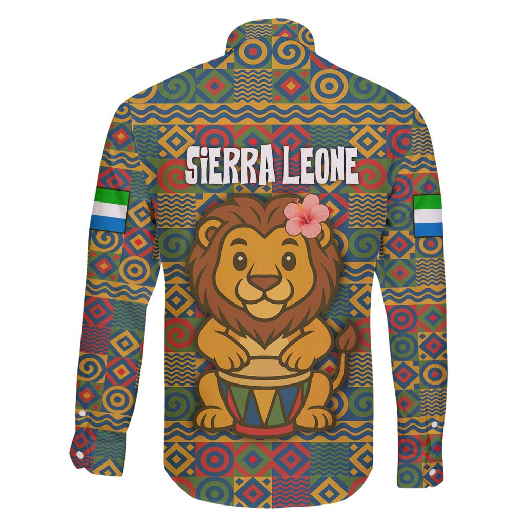 Sierra Leone Family Matching Summer Maxi Dress and Hawaiian Shirt with Cute Lion Playing Djembe Drum and Tribal Pattern Design