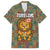 Sierra Leone Family Matching Tank Maxi Dress and Hawaiian Shirt with Cute Lion Playing Djembe Drum and Tribal Pattern Design