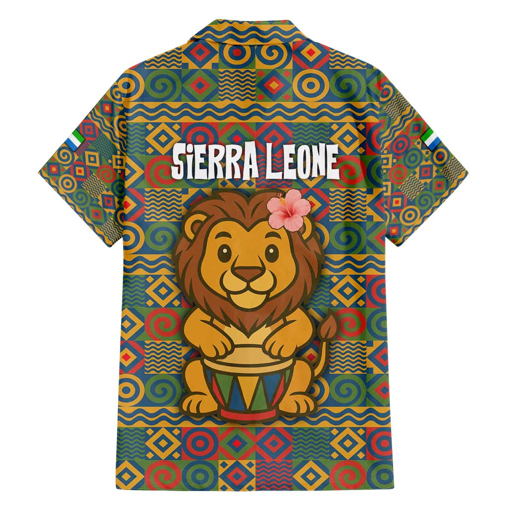 Sierra Leone Family Matching Tank Maxi Dress and Hawaiian Shirt with Cute Lion Playing Djembe Drum and Tribal Pattern Design