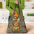 Sierra Leone Grocery Bag with Cute Lion Playing Djembe Drum and Tribal Pattern Design