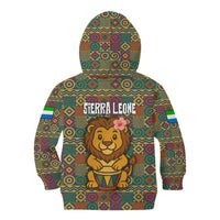 Sierra Leone Kid Hoodie with Cute Lion Playing Djembe Drum and Tribal Pattern Design