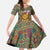 Sierra Leone Kid Short Sleeve Dress with Cute Lion Playing Djembe Drum and Tribal Pattern Design