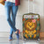 Sierra Leone Luggage Cover with Cute Lion Playing Djembe Drum and Tribal Pattern Design