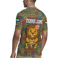 Sierra Leone Rugby Jersey with Cute Lion Playing Djembe Drum and Tribal Pattern Design