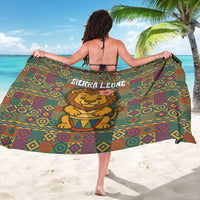 Sierra Leone Sarong with Cute Lion Playing Djembe Drum and Tribal Pattern Design
